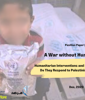 Humanitarian Interventions and International Aid:  Do They Respond to Palestinian Priorities?